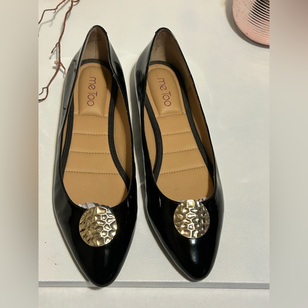 Me Too Patent Leather Flats with Silver Medallion